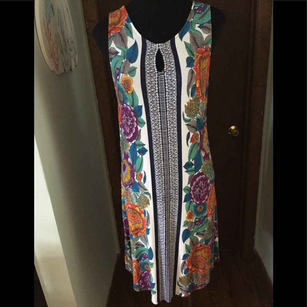 Soma Garden Bloom Ivory Floral Dress Size Small